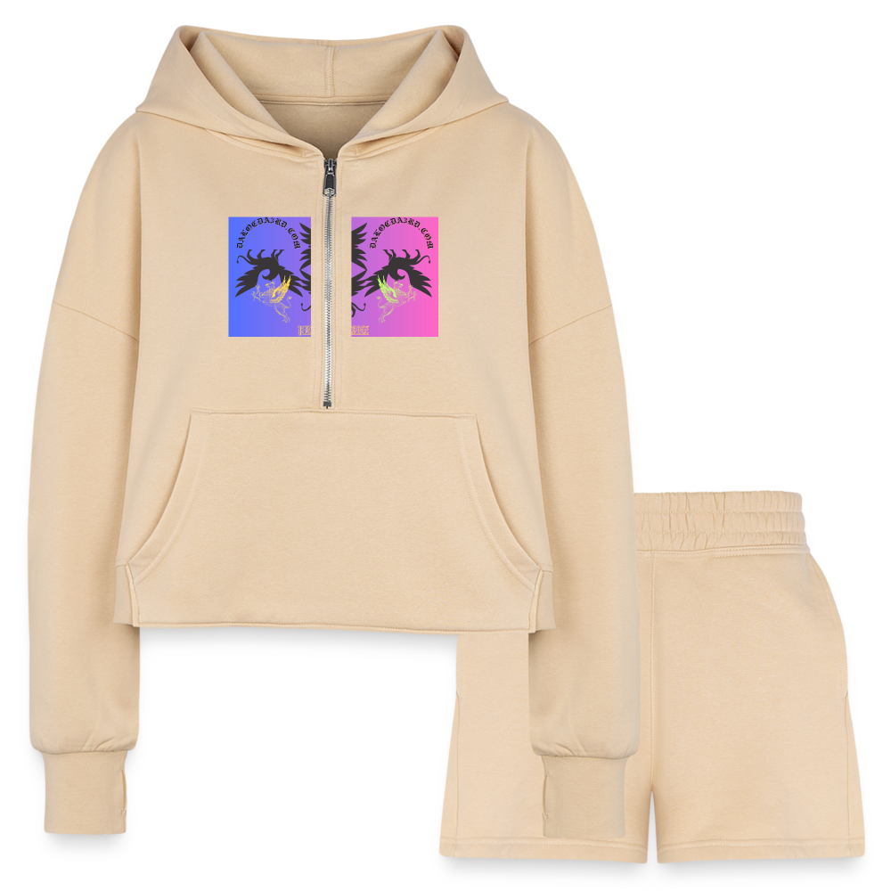 Women’s Cropped Hoodie & Jogger Short Set - nude